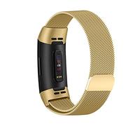 ZoRoll Correa Compatible con Fitbit Charge 4 /Fitbit Charge 3 /Fitbit Charge 3SE, Correa de Reloj de Acero Inoxidable Tejida con Malla Compatible con Fitbit Charge 4 /Charge 3 / Charge 3SE - Oro
