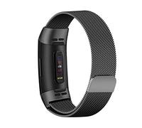 ZoRoll Correa Compatible con Fitbit Charge 4 /Fitbit Charge 3 /Fitbit Charge 3SE, Correa de Reloj de Acero Inoxidable Tejida con Malla Compatible con Fitbit Charge 4 /Charge 3 / Charge 3SE - Negro