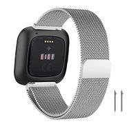 ZoRoll Correa Compatible con Fitbit Versa/Fitbit Versa 2/Fitbit Versa Lite/Fitbit Versa SE, Correa de Reloj de Acero Inoxidable Tejida con Malla Compatible con Fitbit Versa/Versa 2/Versa Lite - Plata