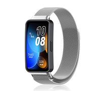 ZoRoll Correa Compatible con Huawei Band 10/9/8, Correa de Reloj de Acero Inoxidable Tejida con Malla Compatible con Huawei Band 10/9/8 - Plata