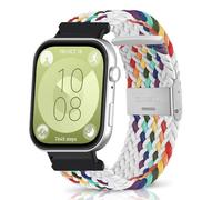 ZoRoll Correa Compatible con Huawei Watch Fit 4 pro/4/3, Nylon Pulsera Woven Correas Compatibile con Huawei Watch Fit 4 pro/4/3 - Arcoiris Blanco
