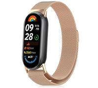 ZoRoll Correa Compatible con Xiaomi Smart Band 10/Band 9/Band 8, Correa de Reloj de Acero Inoxidable Tejida con Malla Compatible con xiaomi Mi Band10/Band9/Band8 - Oro Rosa