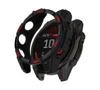ZoRoll Funda Compatible con Garmin Fenix 8 51mm, TPU Carcasa Protectora, Cubierta Anti-arañazos Prueba de Golpes Compatible con Garmin Fenix 8 51mm - Negro Rojo