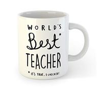 ZOROLUX Taza de cerámica de 325 ml con texto en inglés "Worlds Best Teacher", para profesores, fin de curso, divertida taza de té y café
