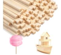 Zorplex 200 Bastones de Algodón de Azúcar 30cm x 3mm, Varillas Cuadradas de Bambú Natural para Máquina de Algodón de Azúcar, Manualidades, Proyectos de Arte y Carpintería (Cuadrado 300x3mm)