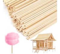 Zorplex 200 Bastones de Algodón de Azúcar 30cm x 4mm, Varillas Cuadradas de Bambú Natural para Máquina de Algodón de Azúcar, Manualidades, Proyectos de Arte y Carpintería (Circular 300x4mm)