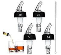 Zorplex 4 Piezas Vertedores de Botellas Medidos 3cl, Boquillas Antigoteo para Vino, Licores, Cócteles y Aceite, Dosificador Automático Ideal para Bar, Cocina y Restaurante (4x3cl)