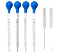 Zorplex 4 Pipetas Cuentagotas de Vidrio 10 ml, Pipetas Graduadas con Bulbo de Goma y 2 Cepillos de Limpieza, Reutilizables para Laboratorio, Química, Cosmética, Aceites Esenciales y Alimentos (6)