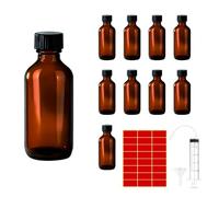 Zorplex Set de 10 Botellas Cuentagotas de 10ml en Vidrio Ámbar con Tapón Negro, Frascos Vacíos Reutilizables para Aceites Esenciales, Perfumes y Aromaterapia, Incluye Jeringa, Embudo