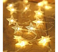 ZORQ Guirnalda de luces que funcionan con pilas, cadena de luces de estrella de carga USB, impermeable, 20 luces LED de estrella, cadena de luces de hadas enchufables de 10 pies para interior,