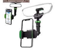ZORQ Soporte para teléfono celular con espejo retrovisor para coche, soporte retráctil para teléfono de coche, giratorio de 360°, soporte multifuncional para teléfono, compatible con todos los