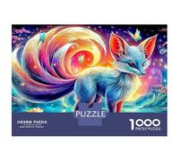 Zorra 9 Colas Puzzle 1000pz | Desafiante Antiestrés | Zorro + Nebulosa Cósmica Arcoíris |38x26cm | Regalos Mujeres/Hombres | Adultos y Niños