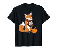 Zorro Acogedor con café Autumn Vibes Fall Camiseta