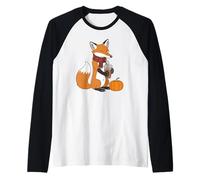 Zorro Acogedor con café Autumn Vibes Fall Camiseta Manga Raglan