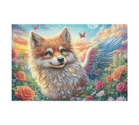 Zorro Alado de Flores Puzzles 1000 Piezas Obra De Arte Decorativa Bloom Grass Butterfly Rompecabezas Familiar para Adultos DIY Creativo Aliviar Estrés Portátil 1000 PCS