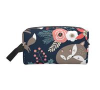 Zorro Animal Flor Mon and Daughter Son, Bolsa de Maquillaje Bolsa de cosméticos Bolsa de artículos de tocador de Viaje portátil Organizador de Bolsa de Maquillaje