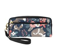 Zorro Animal Flor Mon and Daughter Son, Bolsa de Maquillaje Bolsa de cosméticos Bolsa de Aseo de Viaje portátil Estuche de Cuero para Mujeres y niñas