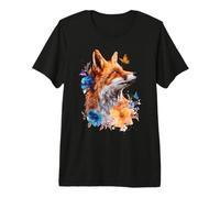Zorro, Arte Animal | Gráfico Floral de Zorro Camiseta Premium