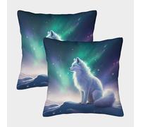 Zorro ártico Cuadrada Funda De Cojín De Sofá 2 Paquetes Arte de Vida Silvestre fantástica con Patrón Adecuada para Cama,hogar,automóvil,Interior Y Exterior 45x45cm