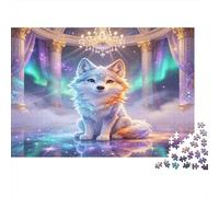 Zorro Ártico Fantasía Puzzle de 1000 Piezas Papel para Adultos Palacio Escena de Aurora Juego de Puzzle 1000 Piezas Relajación Hogar Regalo 52x38cm/1000pcs