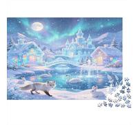 Zorro Ártico Puzzle de 1000 Piezas Pueblo Nevado Invernal Juego de Puzzle 1000 Piezas Papel para Adultos Relajante Decoración Familiar Regalo 38x26cm/1000pcs