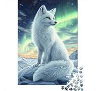 Zorro Ártico Puzzle para Adultos Puzzle de 1000 Piezas Auroras Boreales Juego de Puzzle 1000 Piezas Relajante Regalo Hogar 38x26cm/1000pcs
