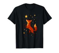 Zorro Bailando bajo Estrellas juguetón Bosque Noche Escena Arte Camiseta