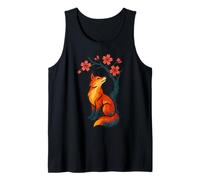 Zorro bajo Flor de Cerezo Tranquilo Naturaleza Escena Camiseta sin Mangas