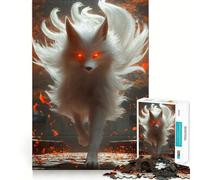 Zorro Blanco con Ojos de Fuego Rompecabezas de 1000 Piezas para Adolescentes Juego de Memoria Mental Cierre Seguro Sin Piezas Sueltas Ideal para Viajar Juego para ejercitar la Mente