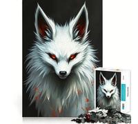 Zorro Blanco con Ojos Rojos Rompecabezas de 1000 Piezas para Adolescentes Juego de concentración Mental Corte de precisión Bordes Lisos Juego para Rellenar Calcetines navideños (38x52cm)