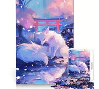 Zorro Blanco en jardín japonés para Adultos Rompecabezas de 1000 Piezas Ejercicio Mental Escape Sereno Cierre Seguro Regalo Ideal (50x75cm)