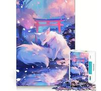 Zorro Blanco en jardín japonés Rompecabezas de 1000 Piezas Juguete Creativo para desarrollar la Habilidad Cierre Seguro sin Piezas Sueltas Actividad para Fortalecer los Lazos Familiares (38x52cm)