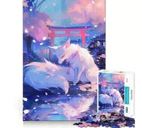 Zorro Blanco en jardín japonés Rompecabezas de 1000 Piezas Juguete Creativo para desarrollar la Habilidad Cierre Seguro sin Piezas Sueltas Actividad para Fortalecer los Lazos Familiares (50x75cm)