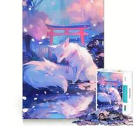 Zorro Blanco en jardín japonés Rompecabezas de 1000 Piezas para Adultos Juego de Memoria Cerebral Encaje Huecos Actividad Relajante para la Mente (38x26cm)