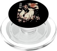 Zorro Blanco Flor De Cerezo Kitsune PopSockets PopGrip para MagSafe