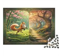 Zorro Bosque Mágico Puzzle de 1000 Piezas Papel para Adultos Sendero Encantado Puzzle para Toda la Familia Relajación Decoración Hogar Regalo Nan