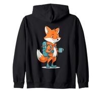 Zorro Caricatura Excursionista Aventura al Aire Libre Sudadera con Capucha