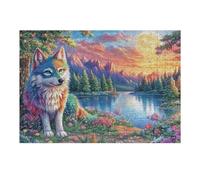 Zorro Colorido en el Lago bajo la Aurora Boreal Puzzle 300 Piezas Papel Mayores Alivio Ansiedad Actividad para La Mente Ocio Tranquilo En Casa Más Vendido Regalo Original 300 PCS