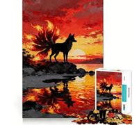 Zorro de Nueve Colas al Atardecer, Rompecabezas de 1000 Piezas para Adolescentes, Juguete para estimular la lógica y aliviar la tensión, Borde de Calidad, artículo de Deseo de Papá Noel (50x75cm)