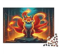 Zorro de Nueve Colas de Llama Puzzle de 1000 Piezas Papel para Adultos Bosque Fantástico Juego de Puzzle 1000 Piezas Relajante Familiar Regalo 38x26cm/1000pcs