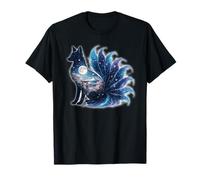 Zorro de Nueve Colas Kitsune Arte japonés Luna de Flor de Cerezo Camiseta