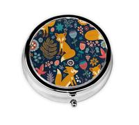 Zorro del bosque de dibujos animados lindo, Pastillero, Pastillero redondo Pequeño contenedor de pastillas Organizador de pastillas de viaje