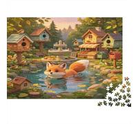 Zorro del Bosque Estanque Puzzle de 1000 Piezas Puzzle para Adultos Papel Escena de Casas para Aves Rurales Juego de Puzzle 1000 Piezas Relax Decoración Regalo 70x50cm/1000pcs