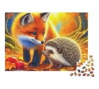 Zorro del Bosque Puzzle de 1000 Piezas Papel para Adultos Erizo Escena Otoñal Juego de Puzzle para Toda la Familia Decoración Regalo 70x50cm/1000pcs