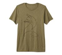 Zorro Dibujado a Mano Una línea de Dibujo de Arte Camiseta Premium