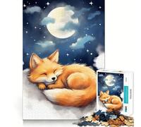 Zorro durmiendo bajo la luz de la Luna, Rompecabezas de 1000 Piezas para Adultos, Regalo Ideal para ejercitar la Mente, Juguete artístico para Relajarse, Regalo Memorable 50x75cm