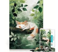 Zorro durmiendo en el Bosque, Rompecabezas de 1000 Piezas para Adultos, Regalo de lógica Fina, Juguete de Ocio Suave, Bordes limpios, Regalo Encantador 38x52cm
