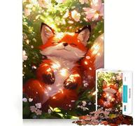 Zorro durmiendo Entre Flores, Rompecabezas de 1000 Piezas para Adultos, Regalo, Juguete de Habilidad, Alivio del estrés, Corte Exacto, Lista de Deseos de Papá Noel 50x75cm