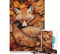 Zorro durmiendo Entre Hojas de otoño, Rompecabezas de 1000 Piezas para Adultos, Juguete para ejercitar la Mente, diversión compartida, Arte de Corte preciso 38x26cm