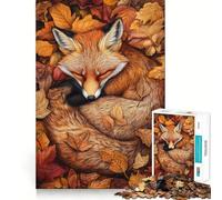 Zorro durmiendo Entre Hojas de otoño, Rompecabezas de 1000 Piezas para Adultos, Regalo, Juguete de Habilidad, Alivio del estrés, Corte Exacto, Lista de Deseos de Papá Noel 50x75cm